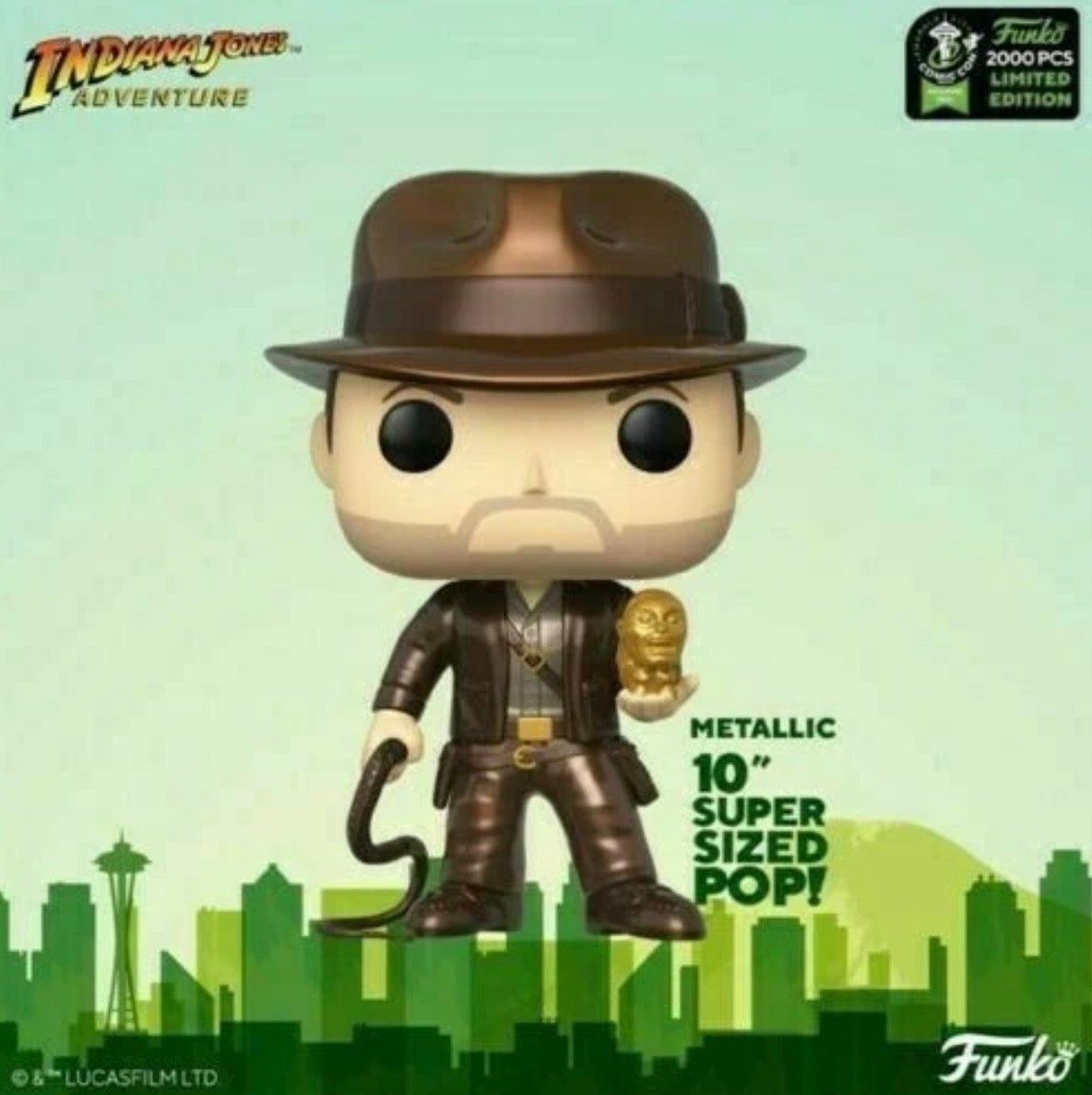 Disney Pop! Vinyl Figure Indiana Jones with Idol Metallic 10" ECCC Exclusive 885