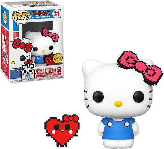 Funko Pop! Sanrio Hello Kitty (Anniversary) Chase with 8-Bit Pink Bow and Heart Buddy