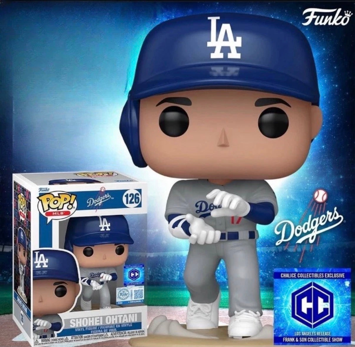 Dodgers Shohei Ohtani Funko #126 (Kamehameha Celebration) Exclusive Blue Chalice Sticker