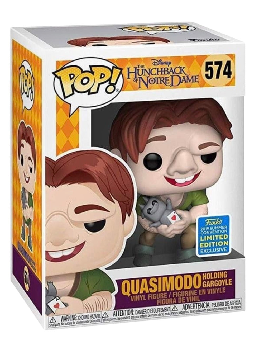 Funko Pop Hunchback of Notre Dame Quasimodo Holding Gargoyle SDCC Shared Sticker Exclusive