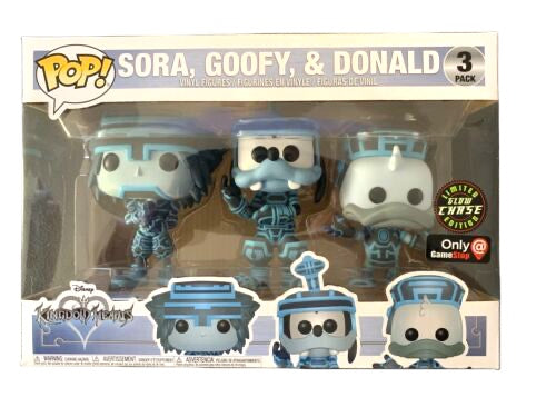 Disney Games Kingdon of Hearts Tron Sora Goofy and Donald Exclusive 3 Pack Chase Funko Pops!