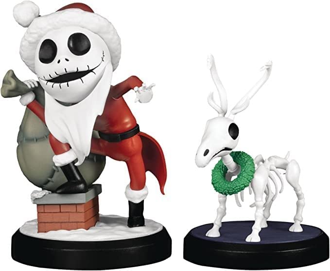 The Nightmare Before Christmas: Santa Jack & Skeleton Reindeer PX Exclusive Glow in The Dark Figures Set of 2