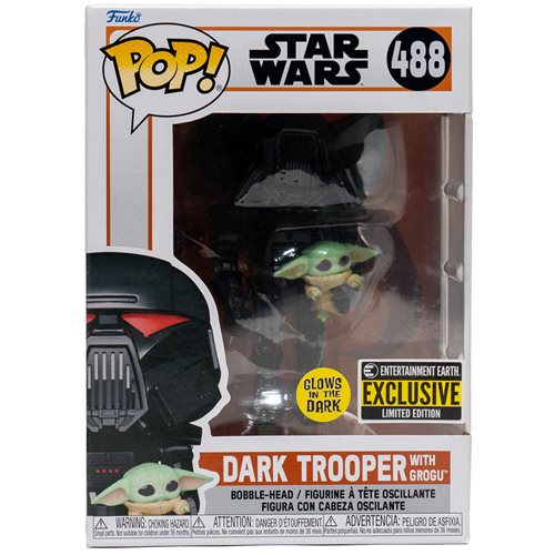 Star Wars The Mandalorian Dark Trooper with Grogu Glow in the Dark EE Exclusive Vinyl Figure