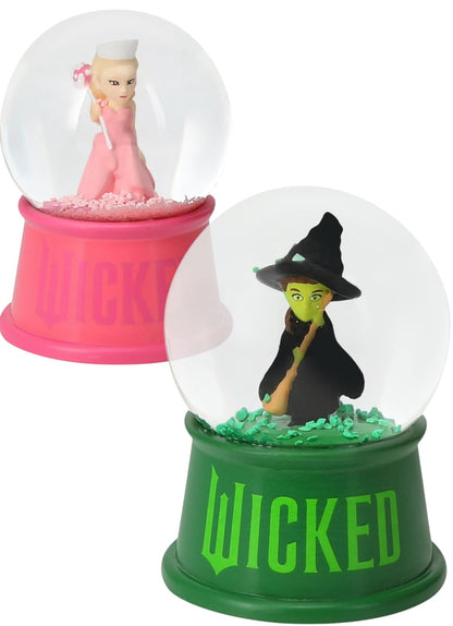 Wicked For Good Movie 2025 Elphaba & Glinda Snow Globes Pair Collectible New