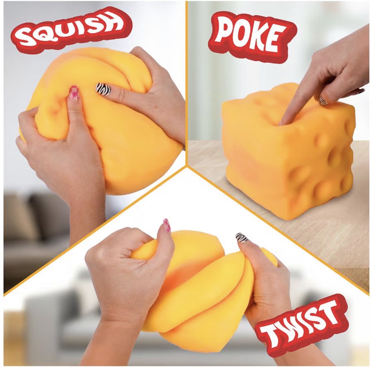 Squeeze Cheese Squishy Sensory Toy by Gooie Zooie