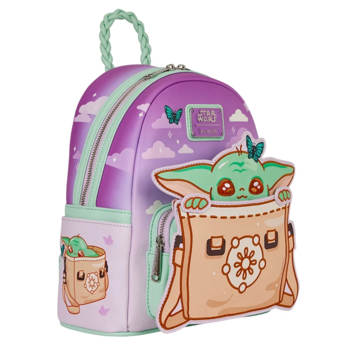 The Mandalorian Grogu with Butterflies Cute Loungefly Mini Backpack