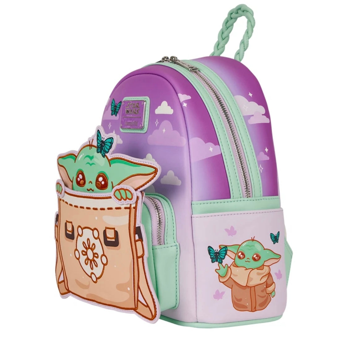 The Mandalorian Grogu with Butterflies Cute Loungefly Mini Backpack