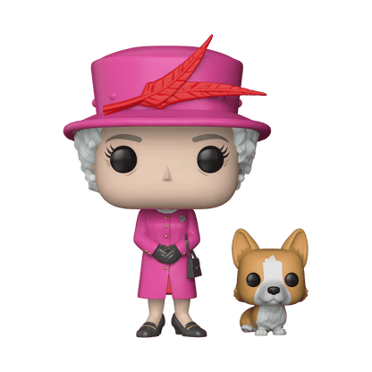 The Royals Bundle Set of 2 Funkos - Queen Elizabeth II & Corgi and Queen Elizabeth Green Suit