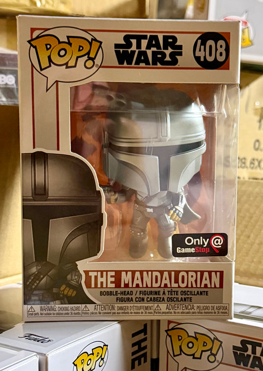 Funko Pop! Star Wars: The Mandalorian – The Mandalorian #408 Chrome (GameStop Exclusive)