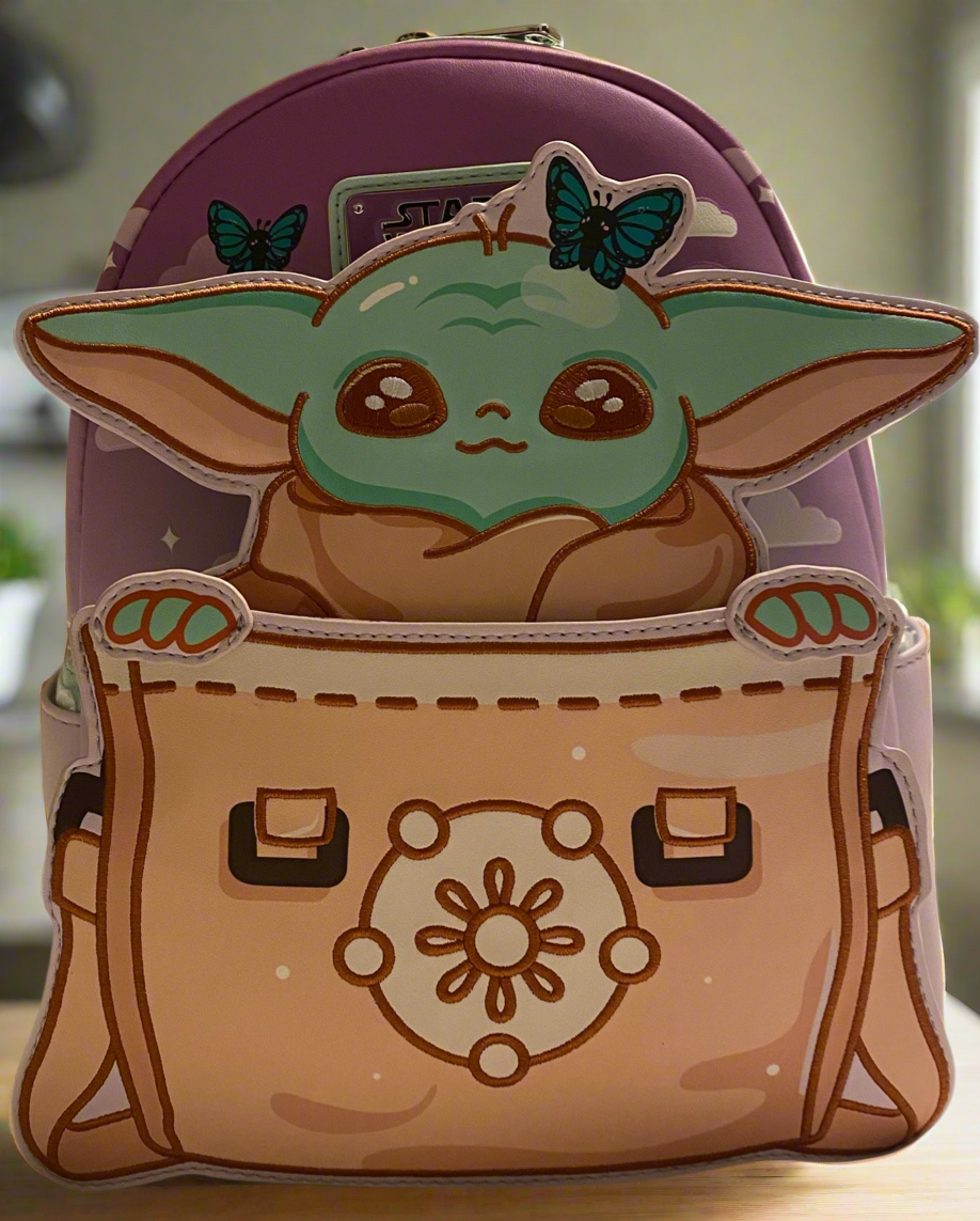 The Mandalorian Grogu with Butterflies Cute Loungefly Mini Backpack