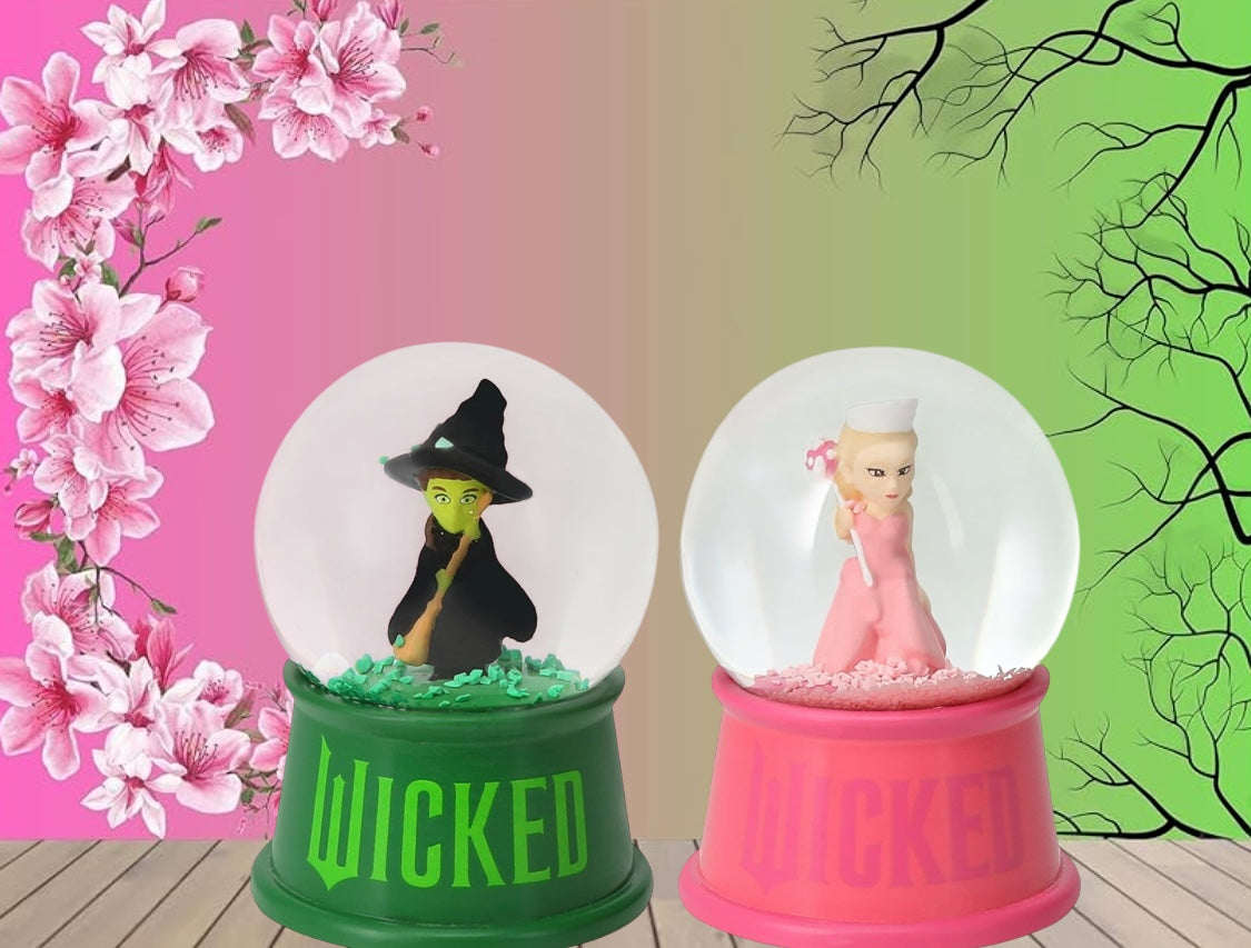 Wicked For Good Movie 2025 Elphaba & Glinda Snow Globes Pair Collectible New