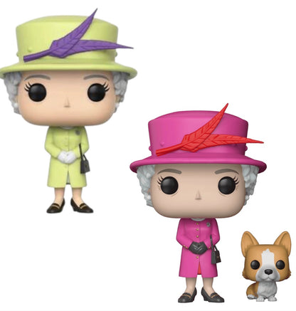 The Royals Bundle Set of 2 Funkos - Queen Elizabeth II & Corgi and Queen Elizabeth Green Suit