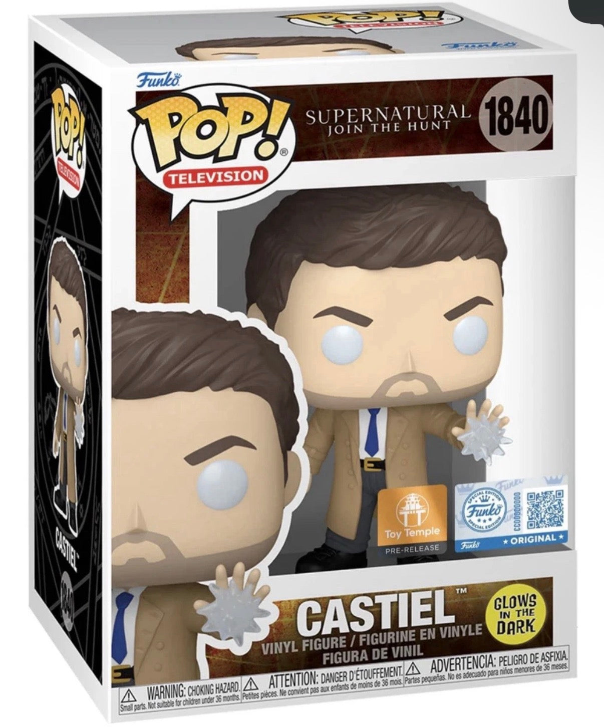 Funko Pop! Supernatural Castiel Toy Temple Glow In The Dark Exclusive