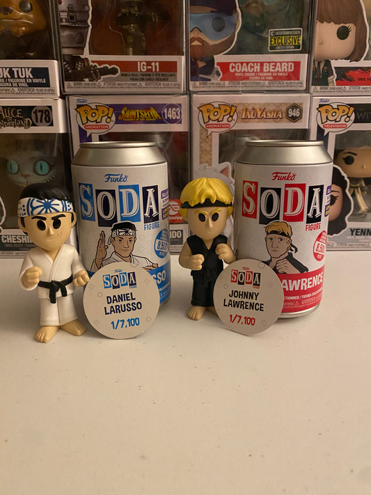 Funko Vinyl Soda Cobra Kai Johnny Lawrence and Daniel Larusso Exclusives set of 2