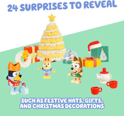 Bluey Toys for Girls and Boys, 24 Days of Surprises, Kids 2025 Advent Calendar w/Accessories, Stickers & Mini Christmas Tree