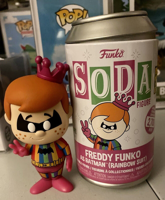 Funko Vinyl Soda SDCC Funko Fundays 2023 Freddy Funko Soda Batman Rainbow Suit LE 2700