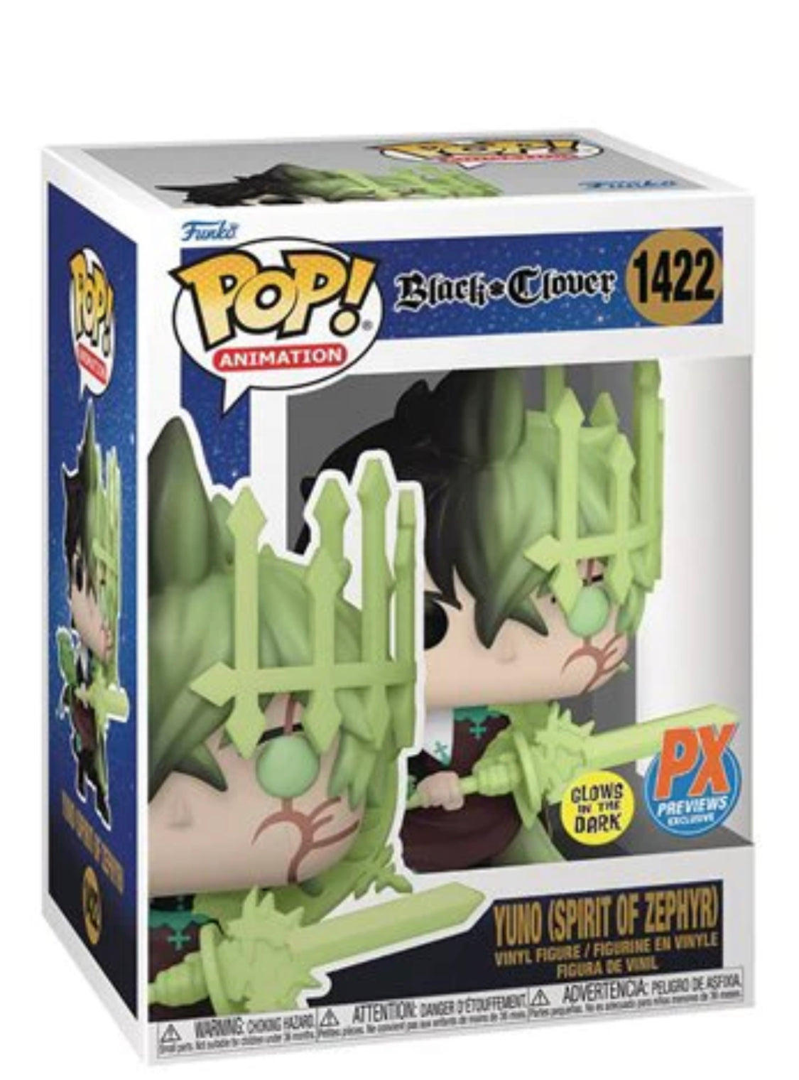 Funko Pop! Yuno Spirit of Zephyr Glow in the Dark #1422 Black Clover PX Previews Exclusive